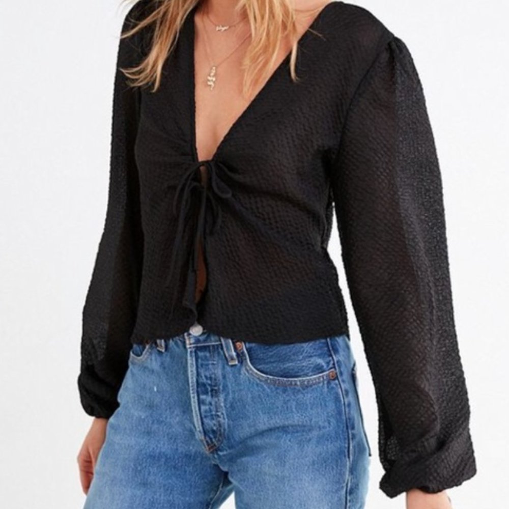 SOLD Black Silky Tie Top Urban Outfitters